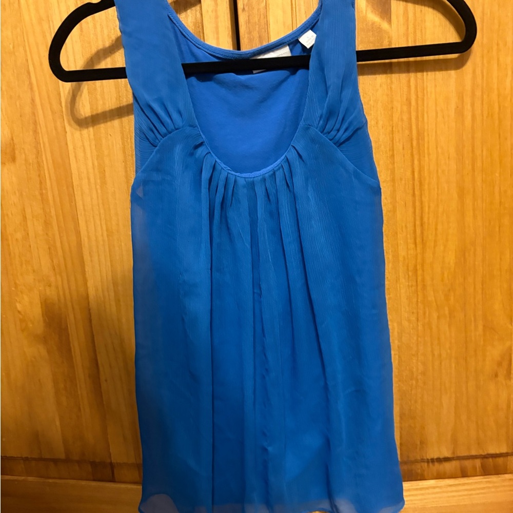 New York & Company Blue Ruched Tank Top